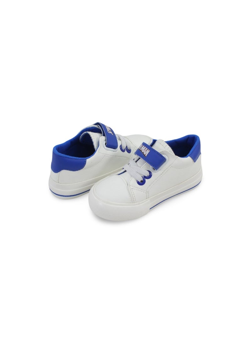 Baby Boys Leather Sneakers – Blue*White with Spider-Man Design - Image 2